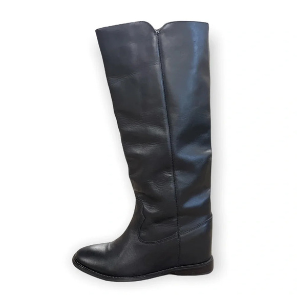 Isabel Marant Black Chess Leather Tall Boots Women's EU 37 Made in Portugal - Picture 6 of 16